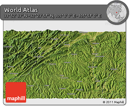 Satellite 3D Map of the Area around 32° 8' 5" N, 105° 28' 29" E