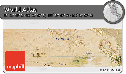 Satellite Panoramic Map of the Area around 32° 8' 5" N, 105° 19' 29" W