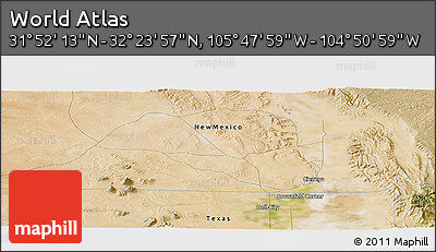 Satellite Panoramic Map of the Area around 32° 8' 5" N, 105° 19' 29" W
