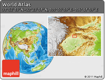 Physical Location Map of the Area around 32° 8' 5" N, 106° 19' 29" E