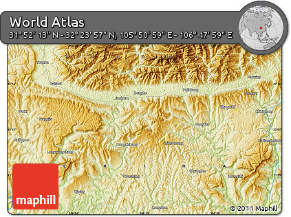 Physical Map of the Area around 32° 8' 5" N, 106° 19' 29" E