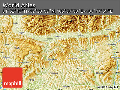 Physical Map of the Area around 32° 8' 5" N, 106° 19' 29" E
