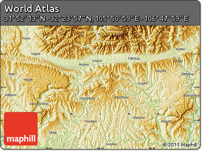 Physical Map of the Area around 32° 8' 5" N, 106° 19' 29" E