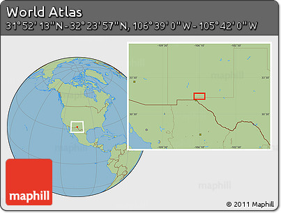 Savanna Style Location Map of the Area around 32° 8' 5" N, 106° 10' 30" W