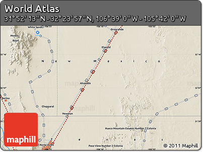 Shaded Relief Map of the Area around 32° 8' 5" N, 106° 10' 30" W