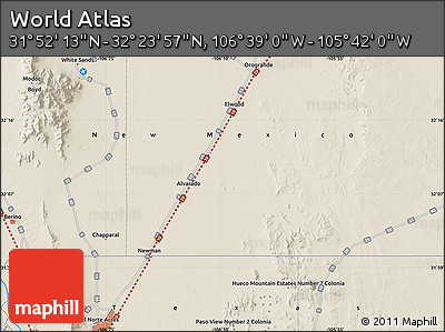 Shaded Relief Map of the Area around 32° 8' 5" N, 106° 10' 30" W