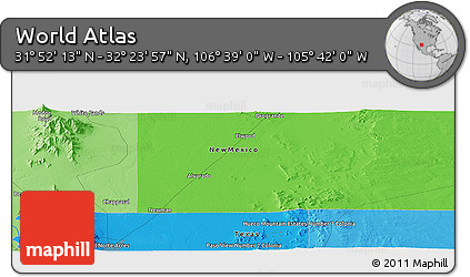 Political Panoramic Map of the Area around 32° 8' 5" N, 106° 10' 30" W