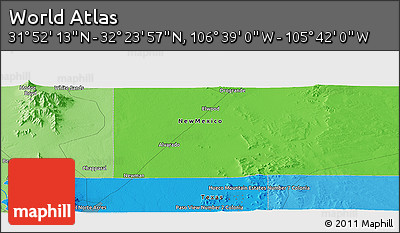 Political Panoramic Map of the Area around 32° 8' 5" N, 106° 10' 30" W