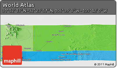 Political Panoramic Map of the Area around 32° 8' 5" N, 106° 10' 30" W
