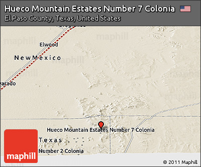 Shaded Relief Panoramic Map of Hueco Mountain Estates Number 7 Colonia