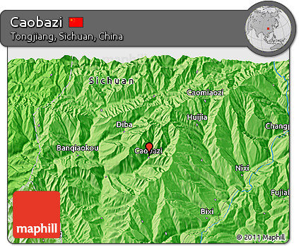 Political 3D Map of Caobazi