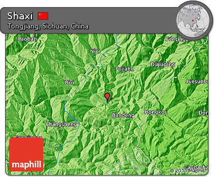 Political 3D Map of Shaxi