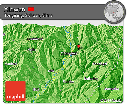 Political 3D Map of Xinwen