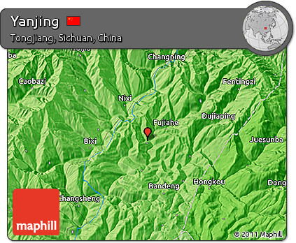 Political 3D Map of Yanjing