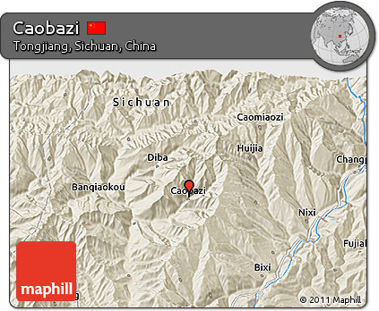 Shaded Relief 3D Map of Caobazi