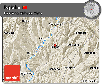 Shaded Relief 3D Map of Fujiahe