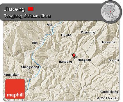 Shaded Relief 3D Map of Jiuceng