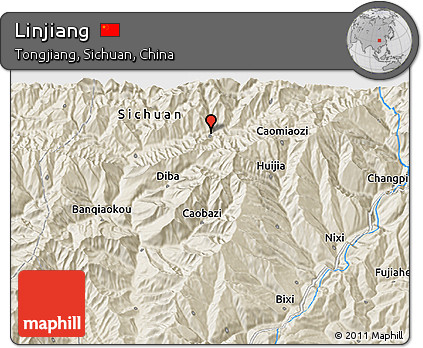 Shaded Relief 3D Map of Linjiang