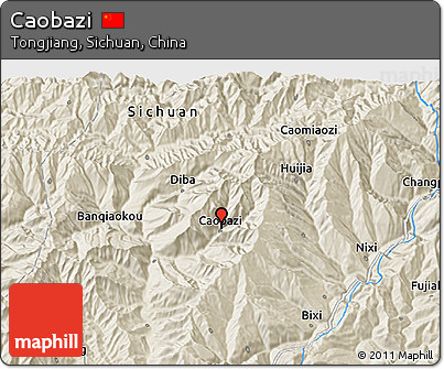 Shaded Relief 3D Map of Caobazi