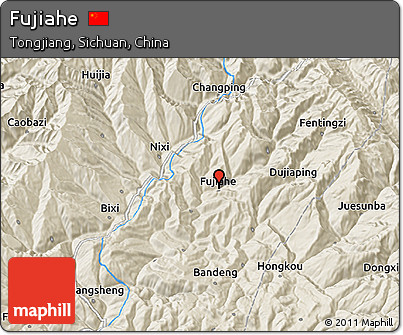 Shaded Relief 3D Map of Fujiahe