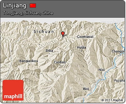 Shaded Relief 3D Map of Linjiang