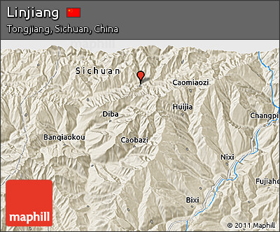 Shaded Relief 3D Map of Linjiang
