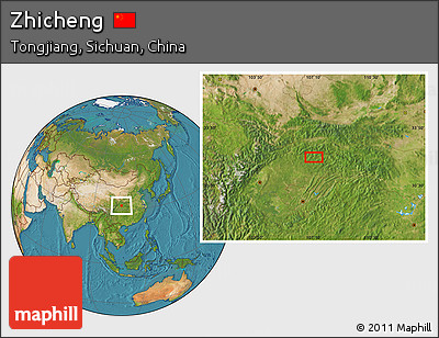Satellite Location Map of Zhicheng