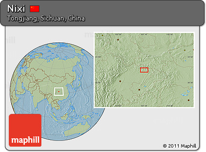 Savanna Style Location Map of Nixi, hill shading