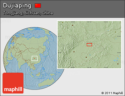 Savanna Style Location Map of Dujiaping, hill shading