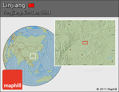 Savanna Style Location Map of Linjiang, hill shading