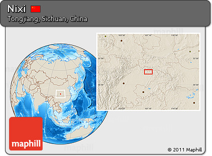Shaded Relief Location Map of Nixi