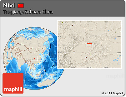 Shaded Relief Location Map of Nixi