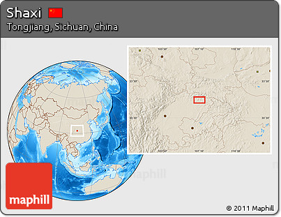 Shaded Relief Location Map of Shaxi