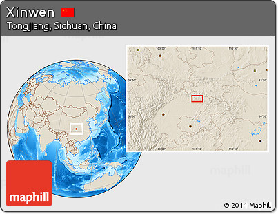 Shaded Relief Location Map of Xinwen