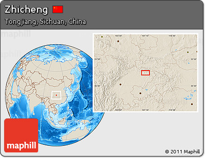 Shaded Relief Location Map of Zhicheng