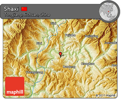 Physical Map of Shaxi