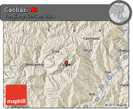 Shaded Relief Map of Caobazi