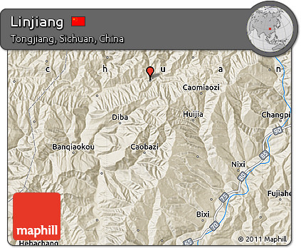 Shaded Relief Map of Linjiang