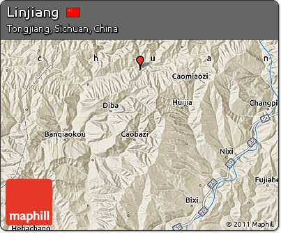 Shaded Relief Map of Linjiang