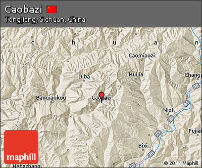 Shaded Relief Map of Caobazi