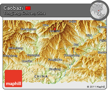Physical Panoramic Map of Caobazi