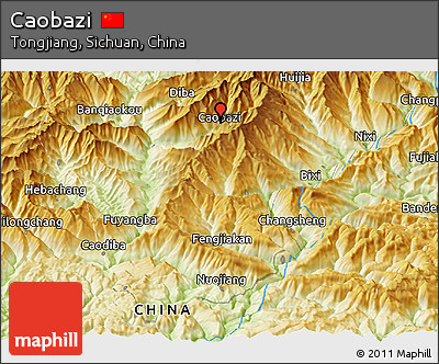 Physical Panoramic Map of Caobazi