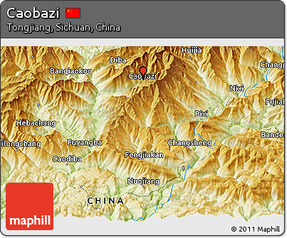 Physical Panoramic Map of Caobazi