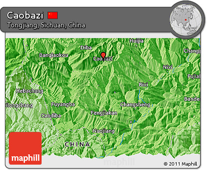 Political Panoramic Map of Caobazi