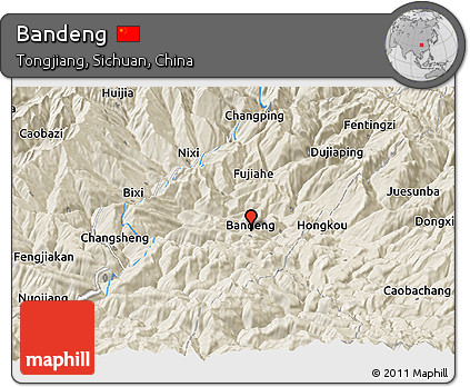 Shaded Relief Panoramic Map of Bandeng