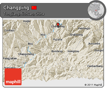 Shaded Relief Panoramic Map of Changping