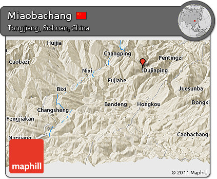 Shaded Relief Panoramic Map of Miaobachang