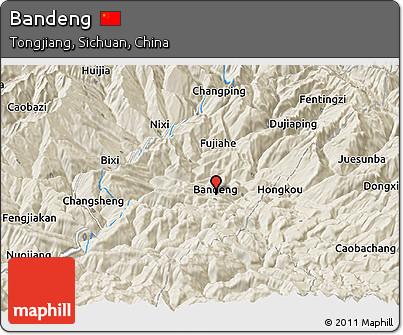 Shaded Relief Panoramic Map of Bandeng