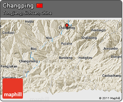 Shaded Relief Panoramic Map of Changping