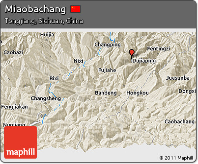 Shaded Relief Panoramic Map of Miaobachang